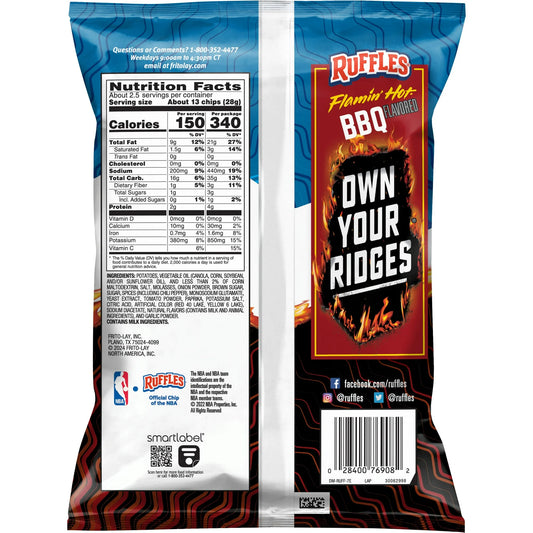 Ruffles Potato Chips Flamin' Hot BBQ