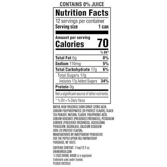 Brisk Iced Tea Lemon 12 Fl Oz